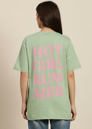Women's Green Typographic Oversized T-Shirt