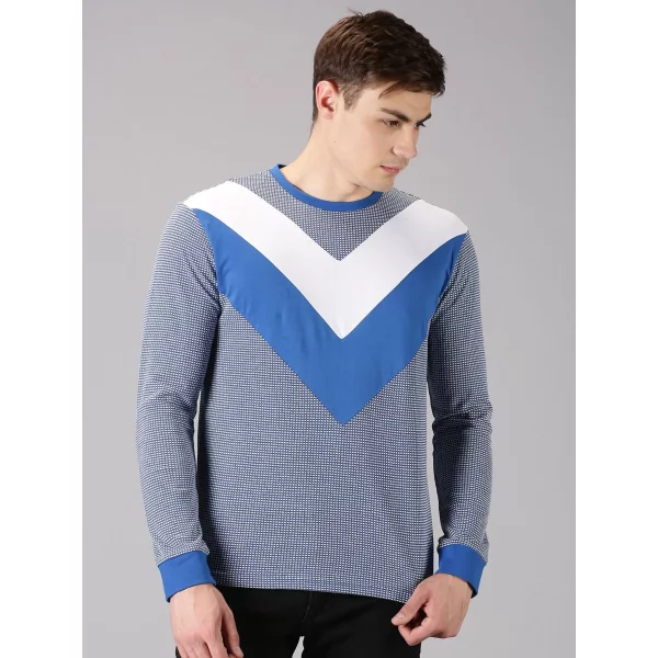 Block Full Sleeves Round Neck Mens T-Shirt