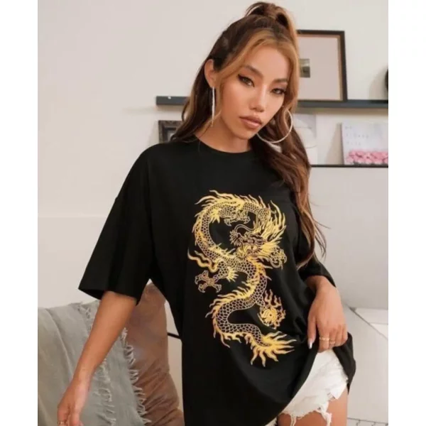 Oversized Dragon Print T-Shirt for Women (WH-058)