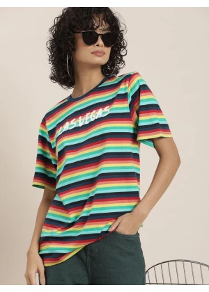 Women's Cotton Striped Oversized T-Shirt