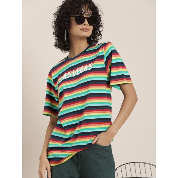 Women's Cotton Striped Oversized T-Shirt