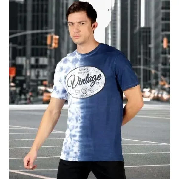 Dyed Half Sleeves Round Neck Men T-Shirt