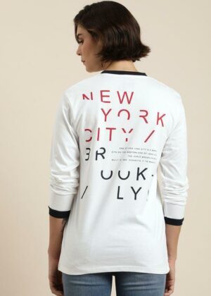 Women's White Typographic Oversized T-Shirt