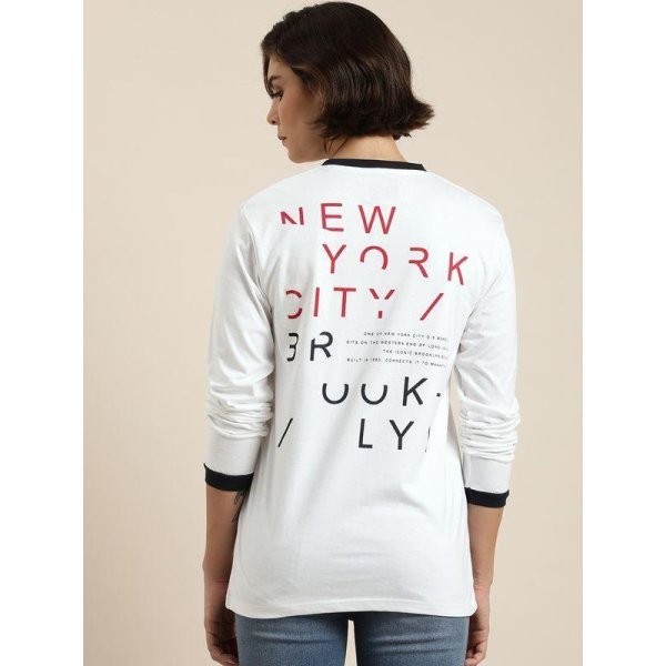 Women's White Typographic Oversized T-Shirt