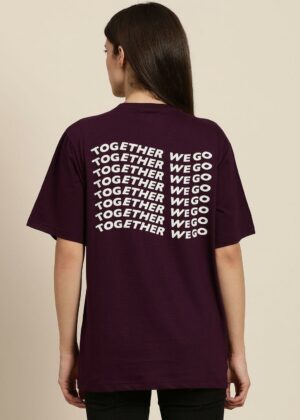 Women's Wine Typographic Oversized T-Shirt