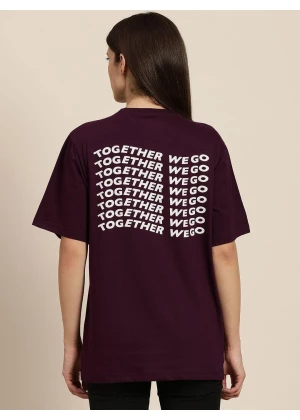 Women's Wine Typographic Oversized T-Shirt