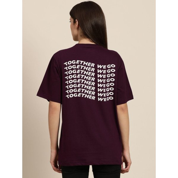 Women's Wine Typographic Oversized T-Shirt