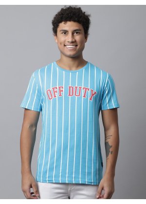 Door74 Mens Blue Off Duty Printed Tshirt