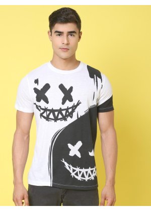 PRINTED WHITE REGULAR TSHIRT (WH-051)