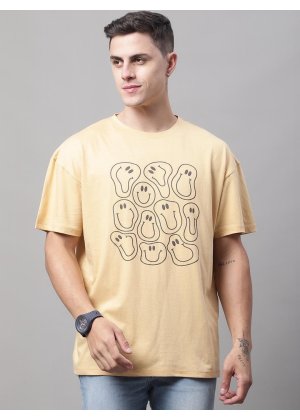 Smiley Printed Beige TSHIRT (WH-020)