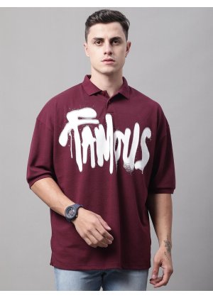 MAROON COLOR OVERSIZE FIT POLO TSHIRT (WH-09)