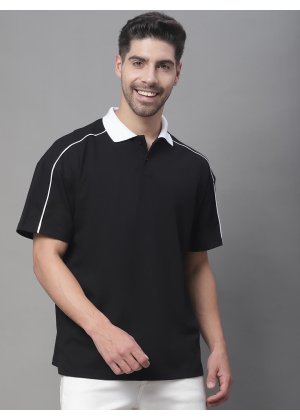 BLACK COLOR OVERSIZE FIT POLO TSHIRT (WH-03)