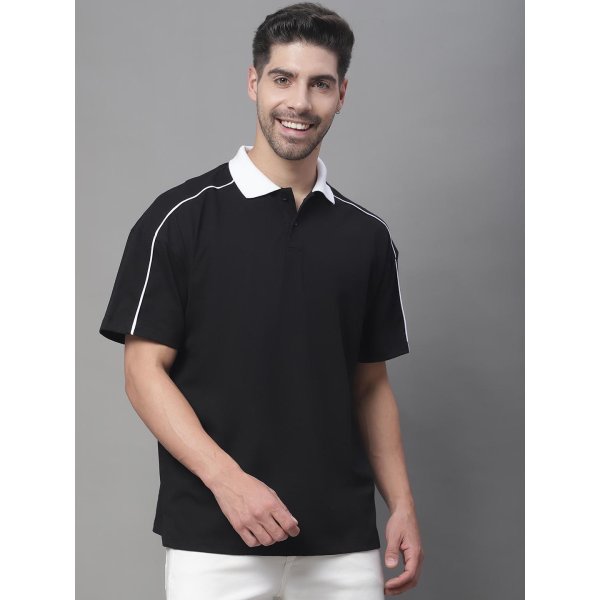 BLACK COLOR OVERSIZE FIT POLO TSHIRT (WH-03)