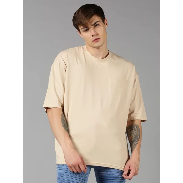 Solid Half Sleeves Mens Round Neck T-Shirt