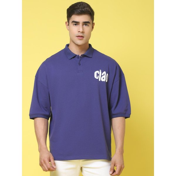 NAVY COLOR OVERSIZE FIT POLO TSHIRT (WH-02)