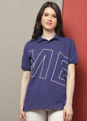 NAVY COLOR OVERSIZE FIT POLO TSHIRT