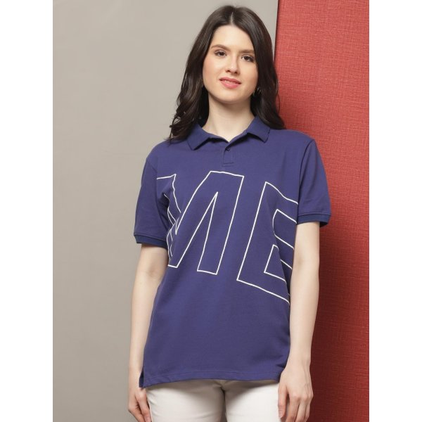 NAVY COLOR OVERSIZE FIT POLO TSHIRT