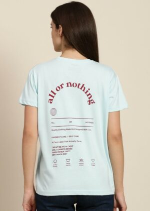 Blue Typographic Boxy Regular T-Shirt