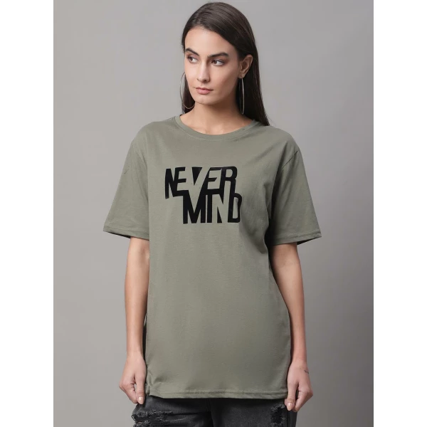 Women PRINTED GREEN REGULAR TSHIRT