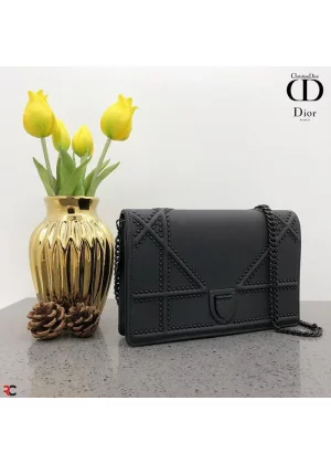 Christian Dior Lady Small Diorama Bag in Calfskin Black 25cm